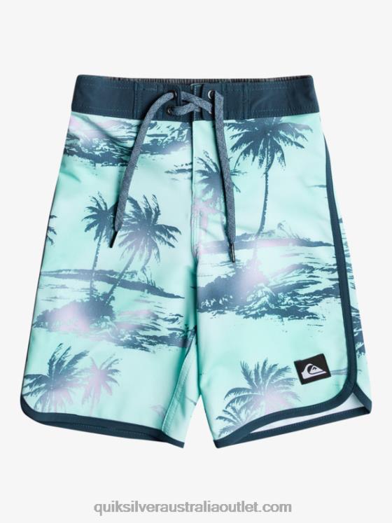 Quiksilver Boys 2-7 Surfsilk Scallop 14 Boardshorts H2N4B2039 beach glass