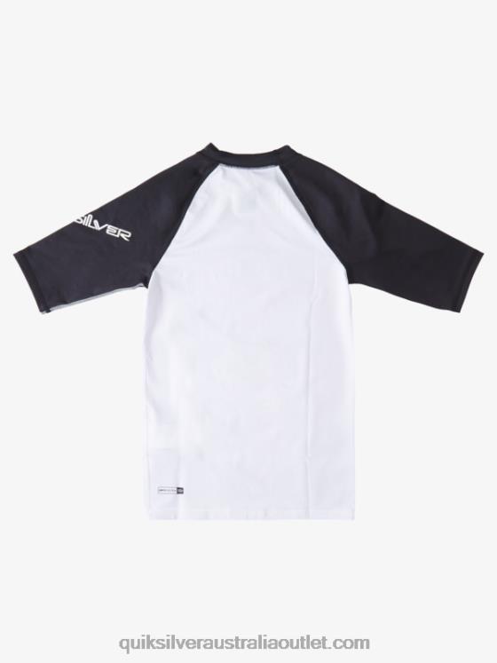 Quiksilver Boys 8-16 All Time Short Sleeve UPF 50 Rashguard H2N4B2245 white/black