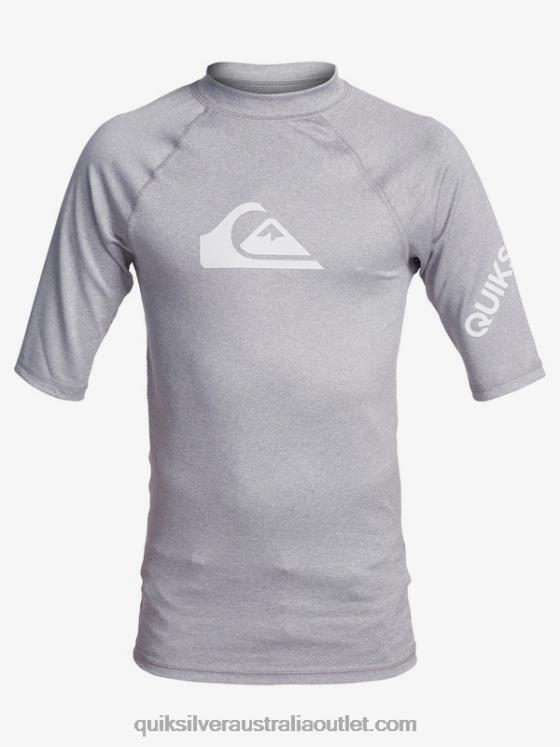 Quiksilver Boys 8-16 All Time Short Sleeve UPF 50 Rashguard H2N4B2246 sleet heather