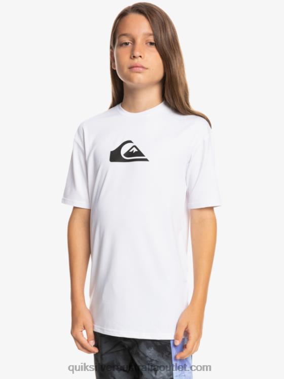 Quiksilver Boys 8-16 Solid Streak Short Sleeve UPF 50 Surf T-Shirt H2N4B2132 white