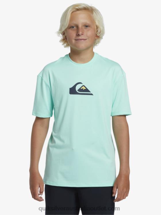 Quiksilver Boys 8-16 Solid Streak Short Sleeve UPF 50 Surf T-Shirt H2N4B2137 beach glass