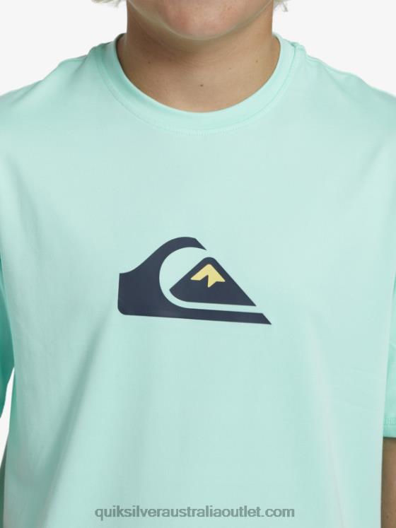 Quiksilver Boys 8-16 Solid Streak Short Sleeve UPF 50 Surf T-Shirt H2N4B2137 beach glass
