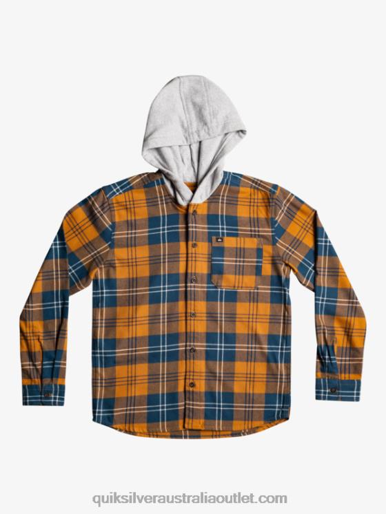 Quiksilver Boys 8-16 Halidon Hooded Long Sleeve Shirt H2N4B2309 brown sugar harelaw