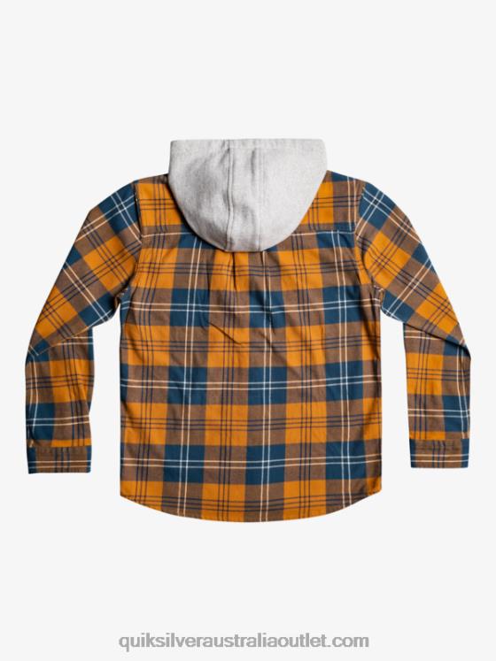 Quiksilver Boys 8-16 Halidon Hooded Long Sleeve Shirt H2N4B2309 brown sugar harelaw