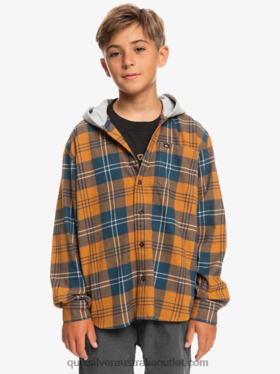 Quiksilver Boys 8-16 Halidon Hooded Long Sleeve Shirt H2N4B2309 brown sugar harelaw