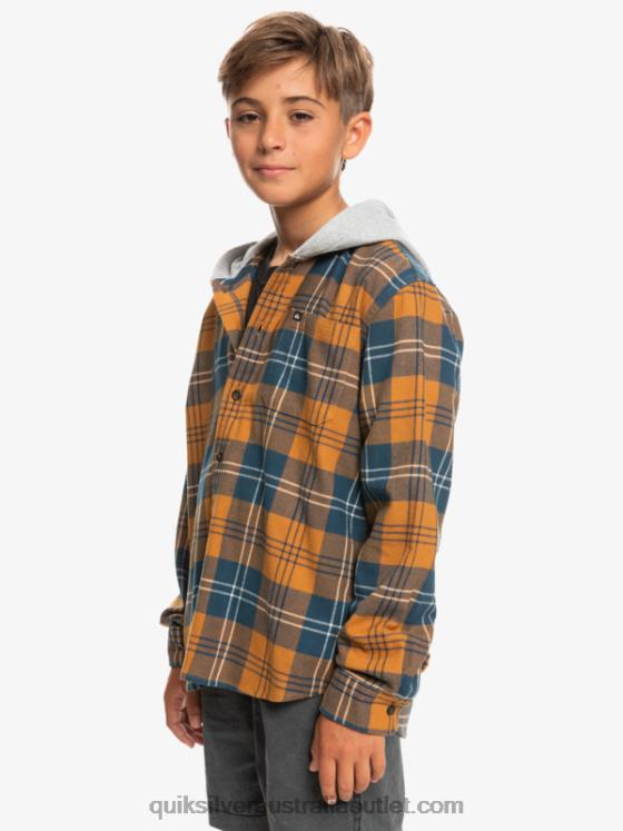 Quiksilver Boys 8-16 Halidon Hooded Long Sleeve Shirt H2N4B2309 brown sugar harelaw