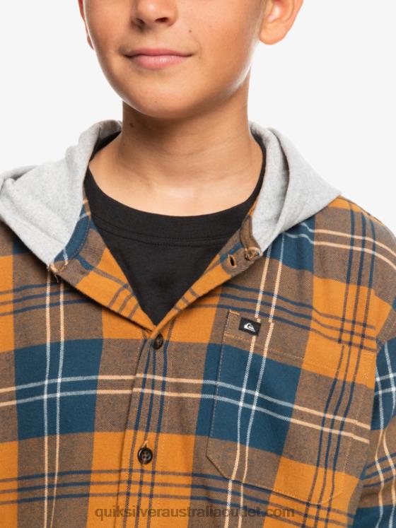 Quiksilver Boys 8-16 Halidon Hooded Long Sleeve Shirt H2N4B2309 brown sugar harelaw
