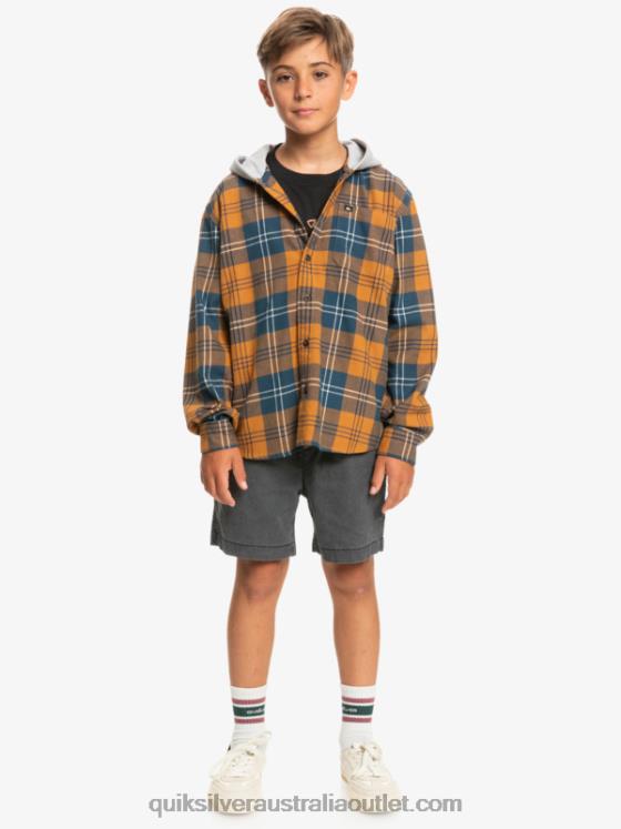 Quiksilver Boys 8-16 Halidon Hooded Long Sleeve Shirt H2N4B2309 brown sugar harelaw