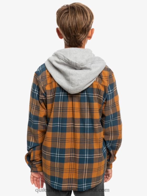 Quiksilver Boys 8-16 Halidon Hooded Long Sleeve Shirt H2N4B2309 brown sugar harelaw