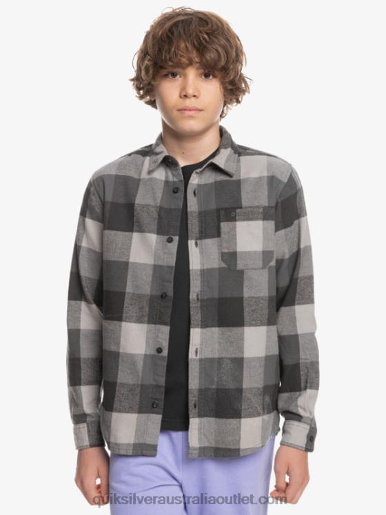 Quiksilver Boys 8-16 Motherfly Long Sleeve Flannel Shirt H2N4B2307 iron gate motherfly