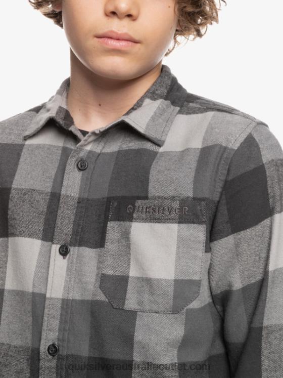 Quiksilver Boys 8-16 Motherfly Long Sleeve Flannel Shirt H2N4B2307 iron gate motherfly