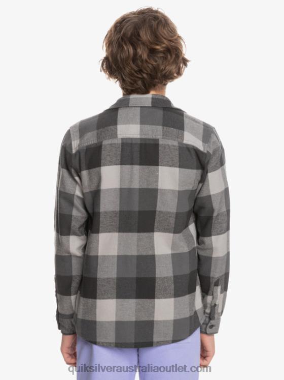 Quiksilver Boys 8-16 Motherfly Long Sleeve Flannel Shirt H2N4B2307 iron gate motherfly