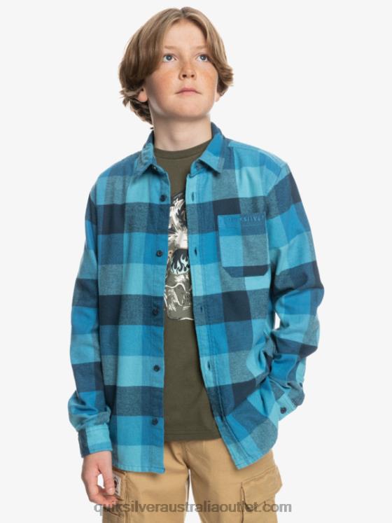 Quiksilver Boys 8-16 Motherfly Long Sleeve Flannel Shirt H2N4B2308 delph blue motherfly