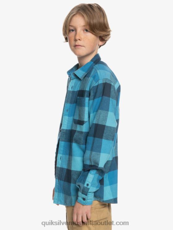 Quiksilver Boys 8-16 Motherfly Long Sleeve Flannel Shirt H2N4B2308 delph blue motherfly