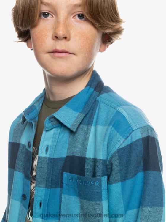Quiksilver Boys 8-16 Motherfly Long Sleeve Flannel Shirt H2N4B2308 delph blue motherfly