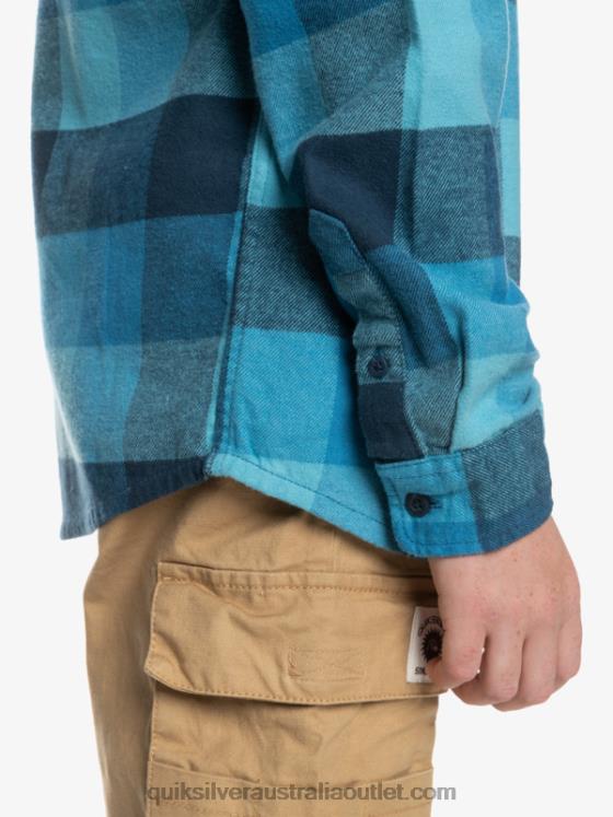 Quiksilver Boys 8-16 Motherfly Long Sleeve Flannel Shirt H2N4B2308 delph blue motherfly