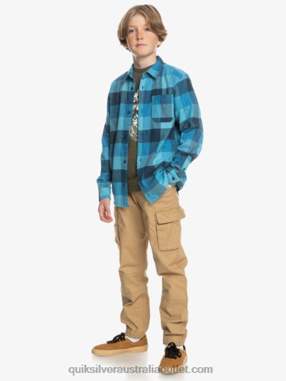 Quiksilver Boys 8-16 Motherfly Long Sleeve Flannel Shirt H2N4B2308 delph blue motherfly