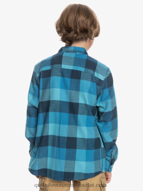 Quiksilver Boys 8-16 Motherfly Long Sleeve Flannel Shirt H2N4B2308 delph blue motherfly