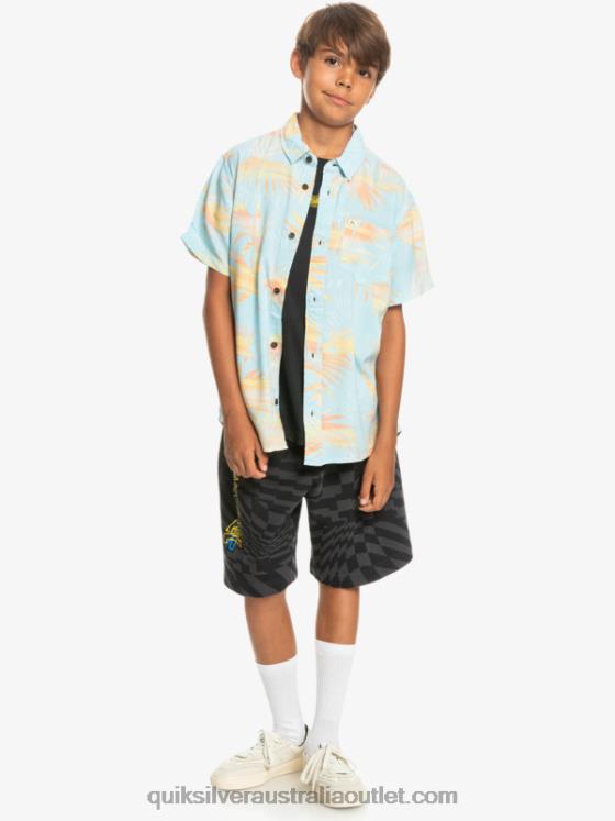 Quiksilver Boys 8-16 Ripped Up Short Sleeve Shirt H2N4B2197 sky blue ripped up