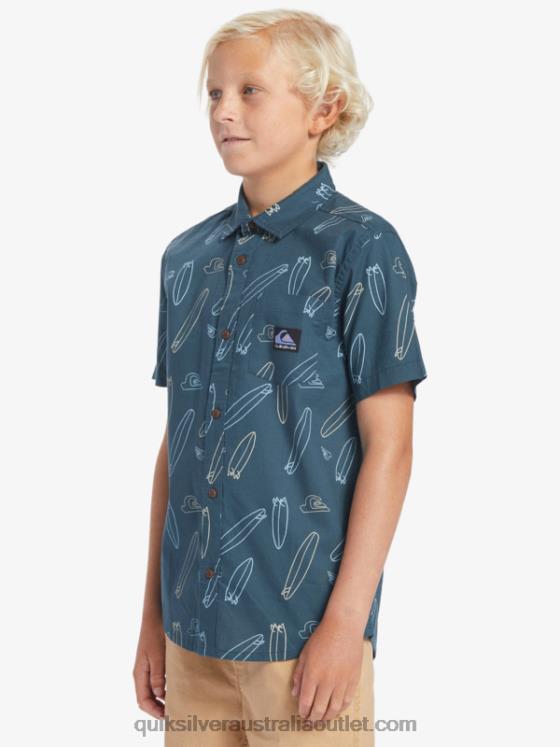 Quiksilver Boys Where Is My Board Short Sleeve Shirt H2N4B2009 midnight navy wheres my board