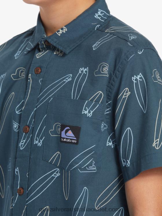 Quiksilver Boys Where Is My Board Short Sleeve Shirt H2N4B2009 midnight navy wheres my board