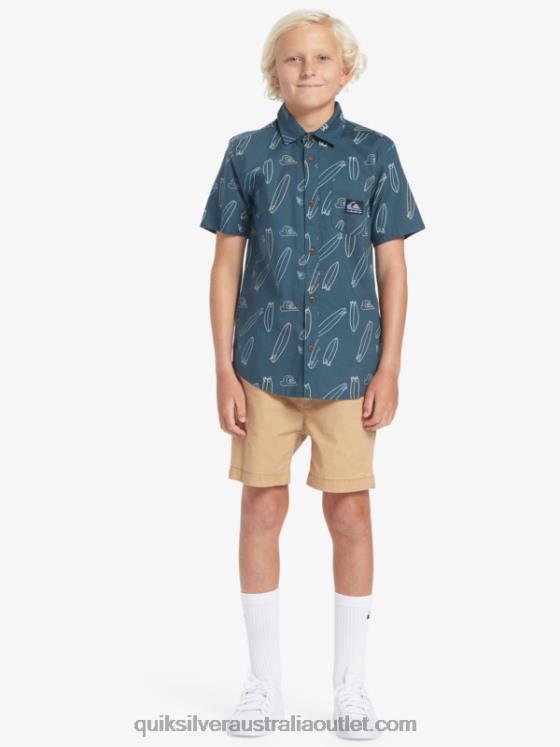 Quiksilver Boys Where Is My Board Short Sleeve Shirt H2N4B2009 midnight navy wheres my board