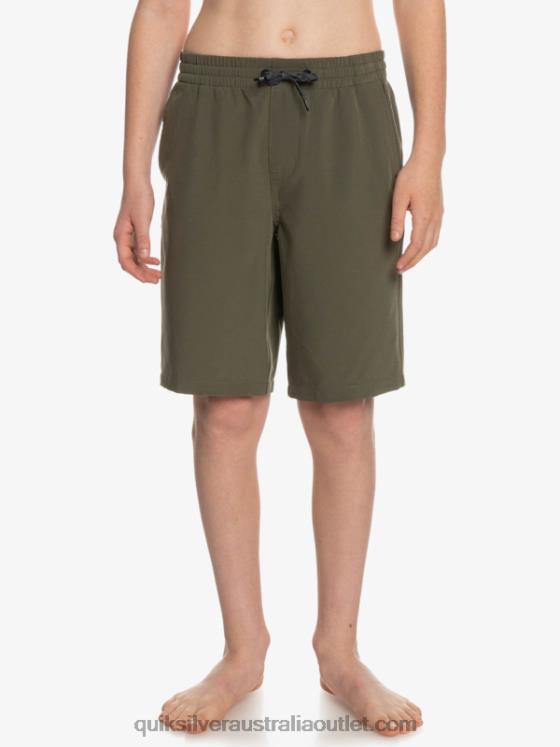 Quiksilver Boys 8-16 Ocean Elastic Amph Yth 18 Hybrid Shorts H2N4B2255 grape leaf