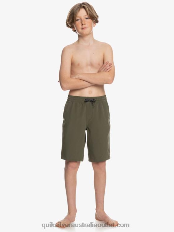 Quiksilver Boys 8-16 Ocean Elastic Amph Yth 18 Hybrid Shorts H2N4B2255 grape leaf
