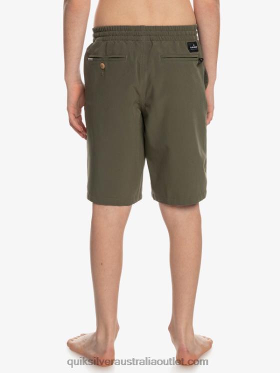 Quiksilver Boys 8-16 Ocean Elastic Amph Yth 18 Hybrid Shorts H2N4B2255 grape leaf