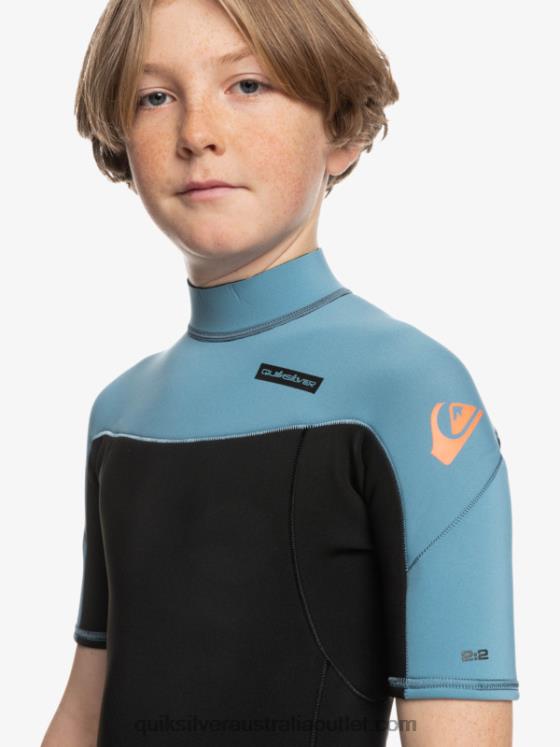Quiksilver Boys 8-16 2/2mm Everyday Sessions Short Sleeve Back Zip Springsuit H2N4B2041 black/provincial blue