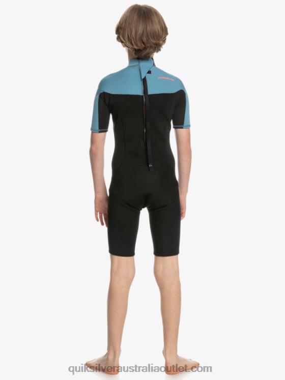 Quiksilver Boys 8-16 2/2mm Everyday Sessions Short Sleeve Back Zip Springsuit H2N4B2041 black/provincial blue