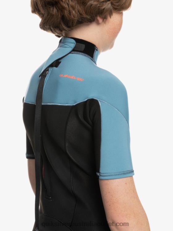 Quiksilver Boys 8-16 2/2mm Everyday Sessions Short Sleeve Back Zip Springsuit H2N4B2041 black/provincial blue