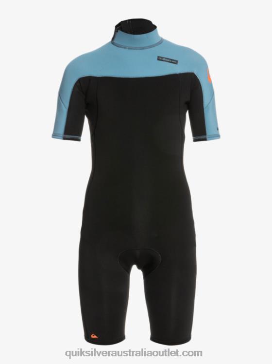 Quiksilver Boys 8-16 2/2mm Everyday Sessions Short Sleeve Back Zip Springsuit H2N4B2041 black/provincial blue