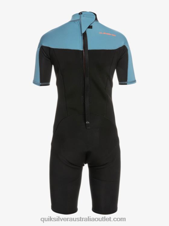 Quiksilver Boys 8-16 2/2mm Everyday Sessions Short Sleeve Back Zip Springsuit H2N4B2041 black/provincial blue
