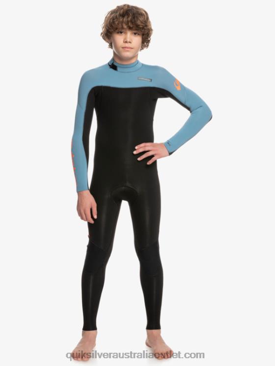Quiksilver Boys 8-16 3/2mm Everyday Sessions Back Zip Wetsuit H2N4B2223 black/provincial blue