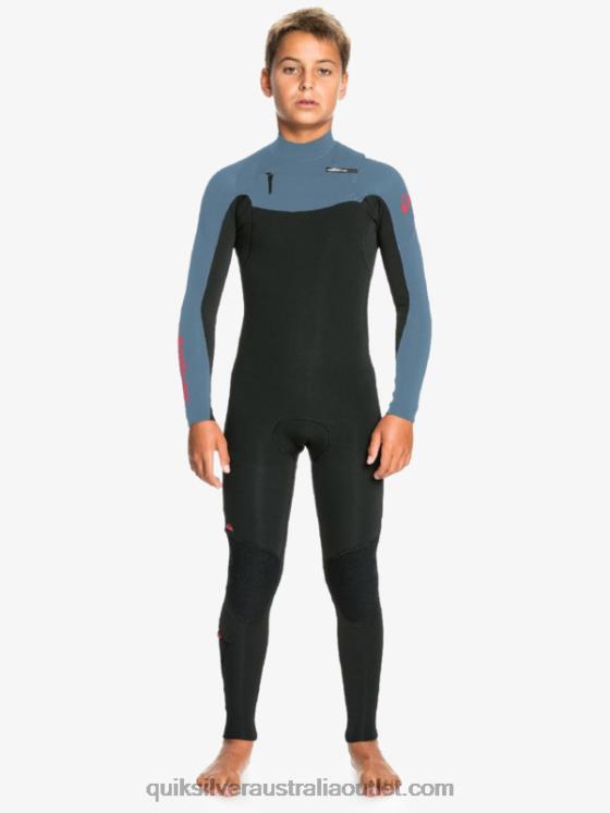 Quiksilver Boys 8-16 4/3 Everyday Sessions Back-Zip Wetsuit H2N4B2226 black/provincial blue