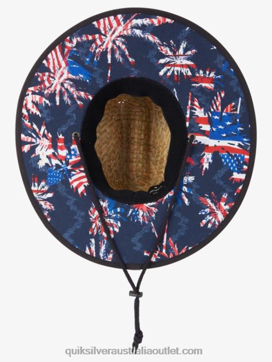 Quiksilver Men Outsider Americana Straw Lifeguard Hat H2N4B413 navy/red