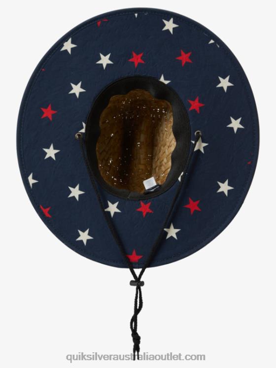 Quiksilver Men Outsider Americana Straw Lifeguard Hat H2N4B414 midnight navy