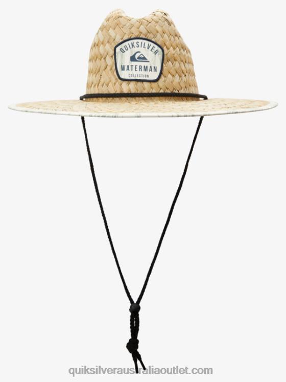 Quiksilver Men Waterman Outsider Straw Lifeguard Hat H2N4B833 antique white wtrmn pocketing