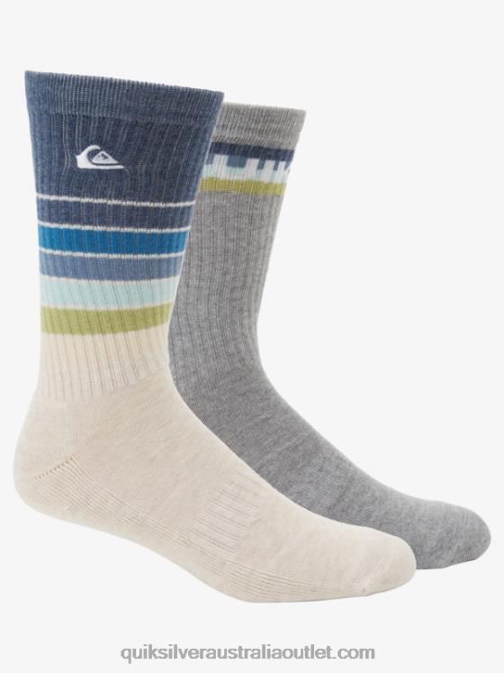 Quiksilver Men 2 Pack Everyday Swell Crew Socks H2N4B1091 ivory heather