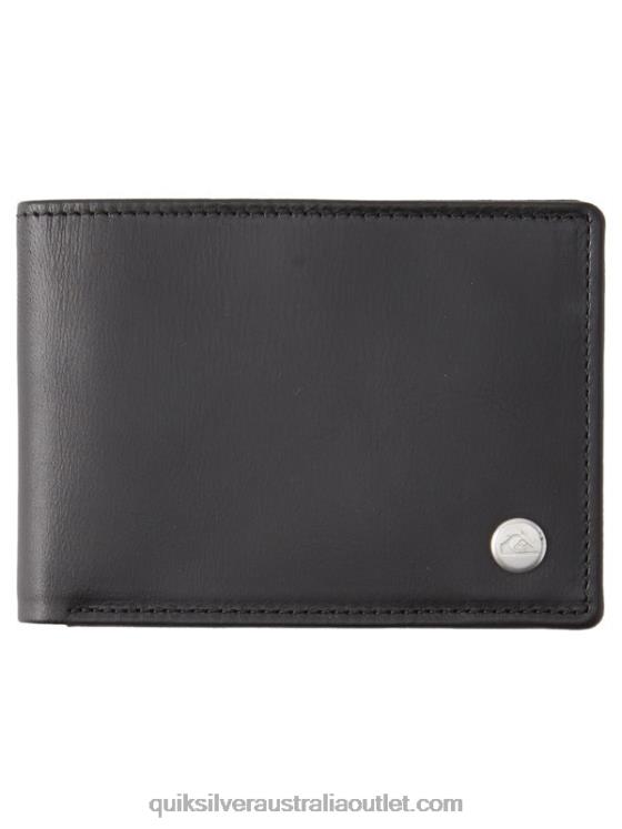 Quiksilver Men Mac Tri-Fold Leather Wallet H2N4B1221 black