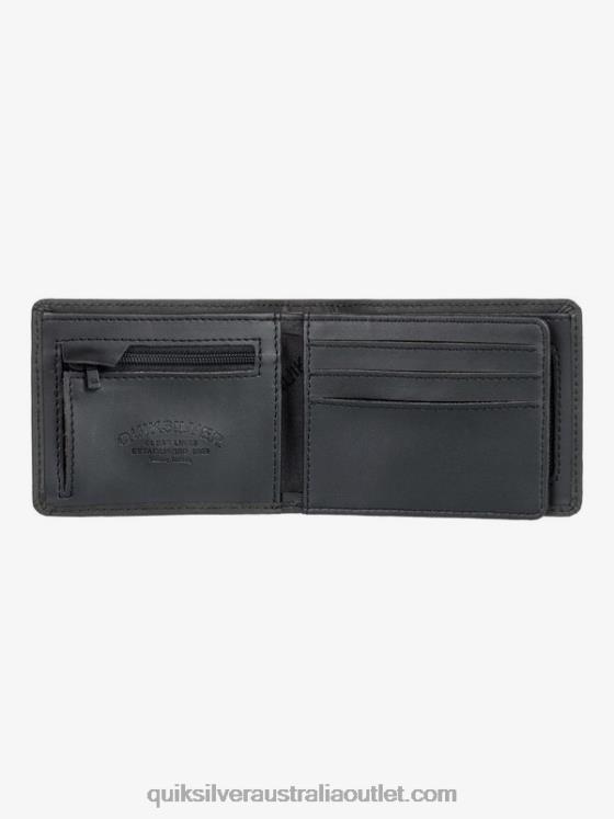 Quiksilver Men Mac Tri-Fold Leather Wallet H2N4B1221 black