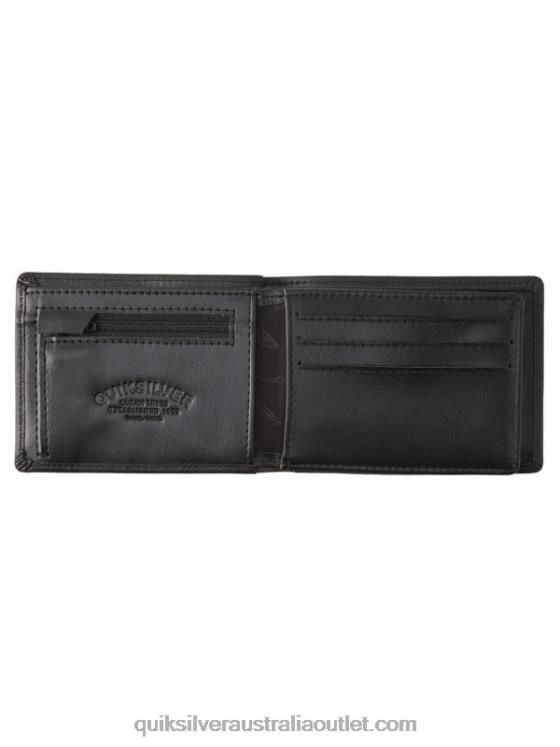 Quiksilver Men Mac Tri-Fold Leather Wallet H2N4B1221 black
