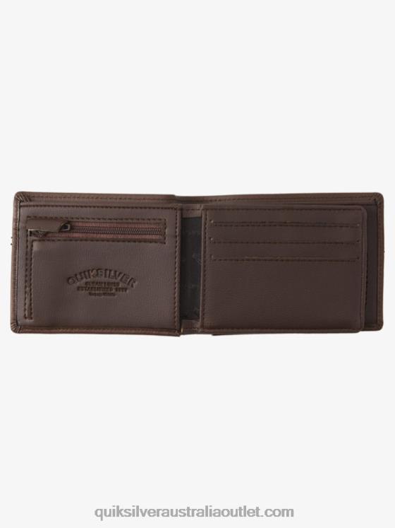 Quiksilver Men Mac Tri-Fold Leather Wallet H2N4B1222 chocolate brown