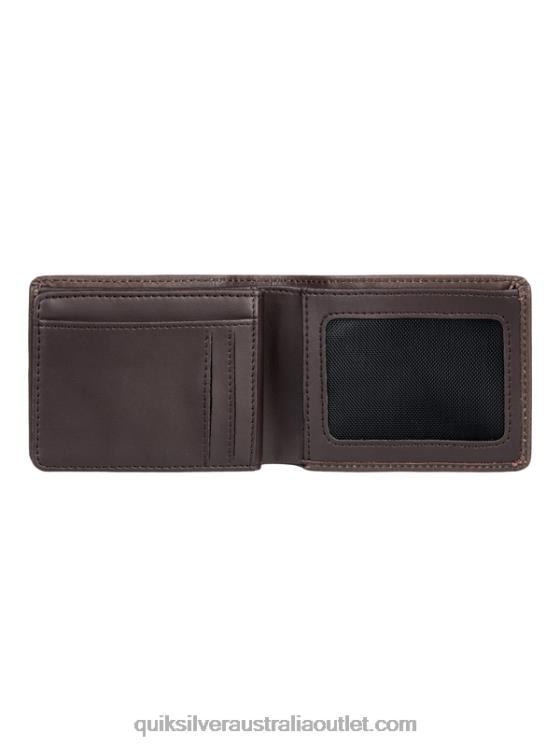 Quiksilver Men Mac Tri-Fold Leather Wallet H2N4B1222 chocolate brown