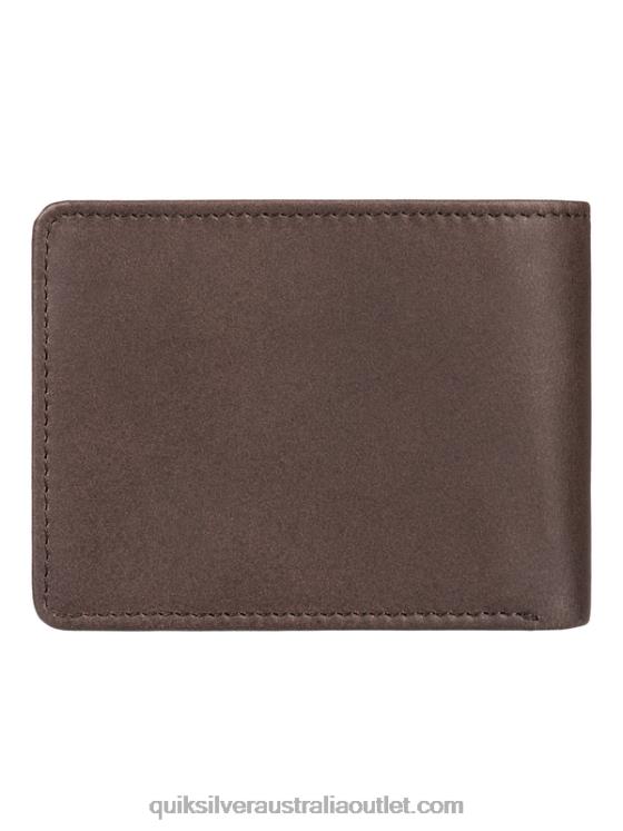 Quiksilver Men Mac Tri-Fold Leather Wallet H2N4B1222 chocolate brown