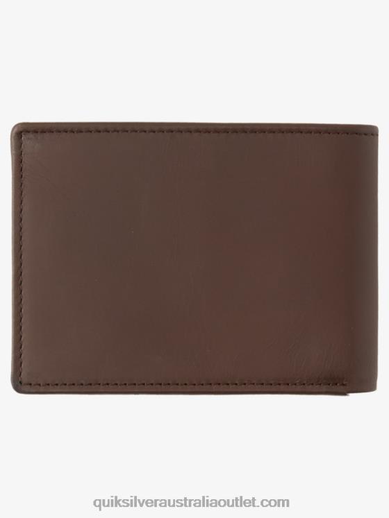 Quiksilver Men Mac Tri-Fold Leather Wallet H2N4B1222 chocolate brown