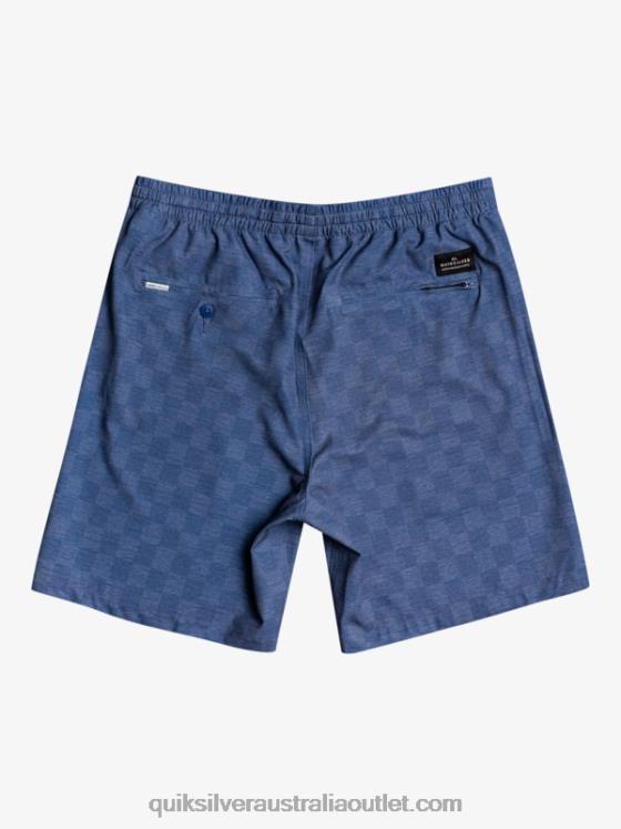 Quiksilver Men Elastic Checker 18 Amphibian Boardshorts H2N4B1854 sargasso sea