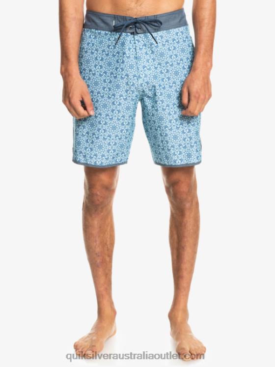 Quiksilver Men HEMPSTRETCH Scallop 19 Boardshorts H2N4B1741 blue glass
