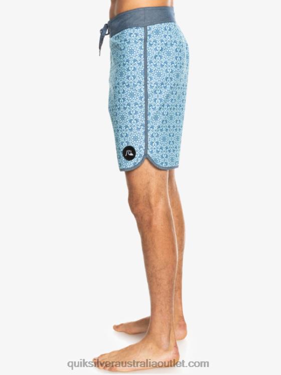 Quiksilver Men HEMPSTRETCH Scallop 19 Boardshorts H2N4B1741 blue glass